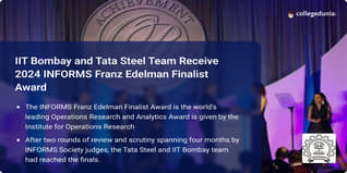 IIT Bombay and Tata Steel Team Receive 2024 INFORMS Franz Edelman Finalist Award